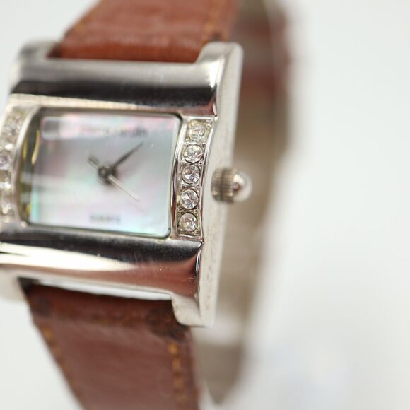 Pierre Cardin Womens 23mm MOP Rectangle Tank Dial Brown Leather Working - Picture 9 of 14